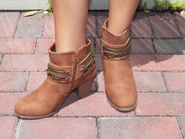 Chained Up Booties (Tan)