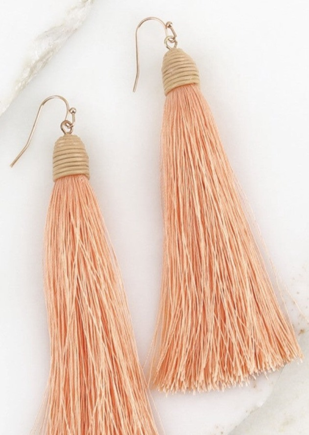 Peach Long Tassel Earrings
