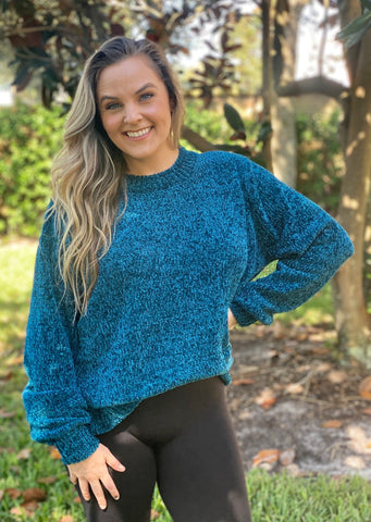 Chenille Teal Sweater