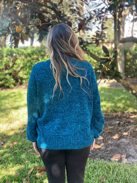 Chenille Teal Sweater