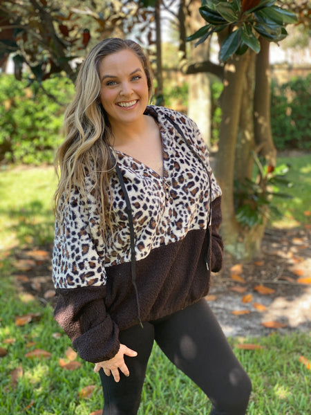 Leopard Print Half-Zip Pullover